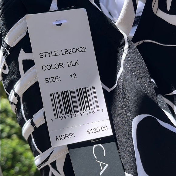 NWT La Blanca Moonlight Crossback One PieceChic Black and White Swimsuit Size 12 - Picture 2 of 9